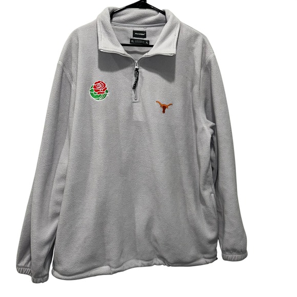 Pro Edge Other - Pro Edge Texas Longhorns Rose Bowl Fleece Pullover‎ Mens XL Gray Quarter Zip